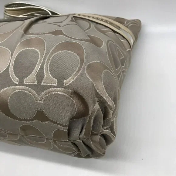 Coach Gray Monogram Canvas Poppy Metallic Glam Tote 15389 - Picture 6 of 12
